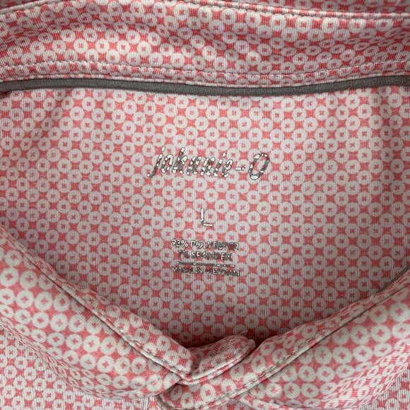 Johnnie-O Mens Shirt Large Pink Sands Judd Polo Prep-Formance Spots Spotted - Picture 4 of 12